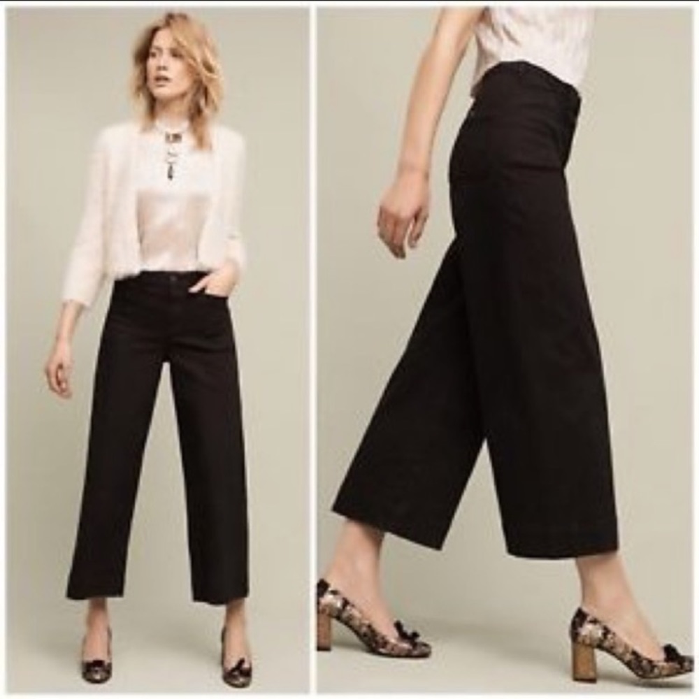 Pilcro and the Letterpress Black Wide-Leg Cropped Jeans